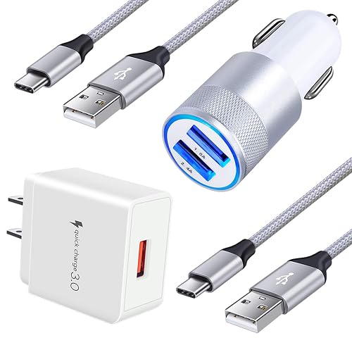 Fast USB C Charger, Powerful QC 3.0 Charger+Car Charger Adapter+6ft USB Type C Cable for Samsung Galaxy S24 Ultra/S24+/S23 FE Ultra/S22/S21/S20,A16