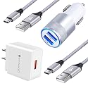 Fast USB C Charger, Powerful QC 3.0 Charger+Car Charger Adapter+6ft USB Type C Cable for Samsung Galaxy S24 Ultra/S24+/S23 FE Ultra/S22/S21/S20,A16