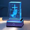 OkiyiD Jesus Cross Figurine, Cross Night Light, Christian Praying Gifts Lamp, Baptism Gifts for Boys Girls Women Unique, Christmas Birthday Gifts