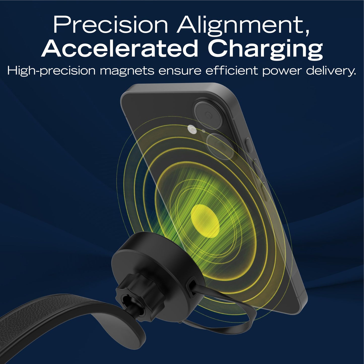 Nautica Turan QMAG Cord - Wireless Magnetic Car Charger 15W with Built-in Retractable USB-C Cable, Universal Fast Charging Phone Mount, Dashboard
