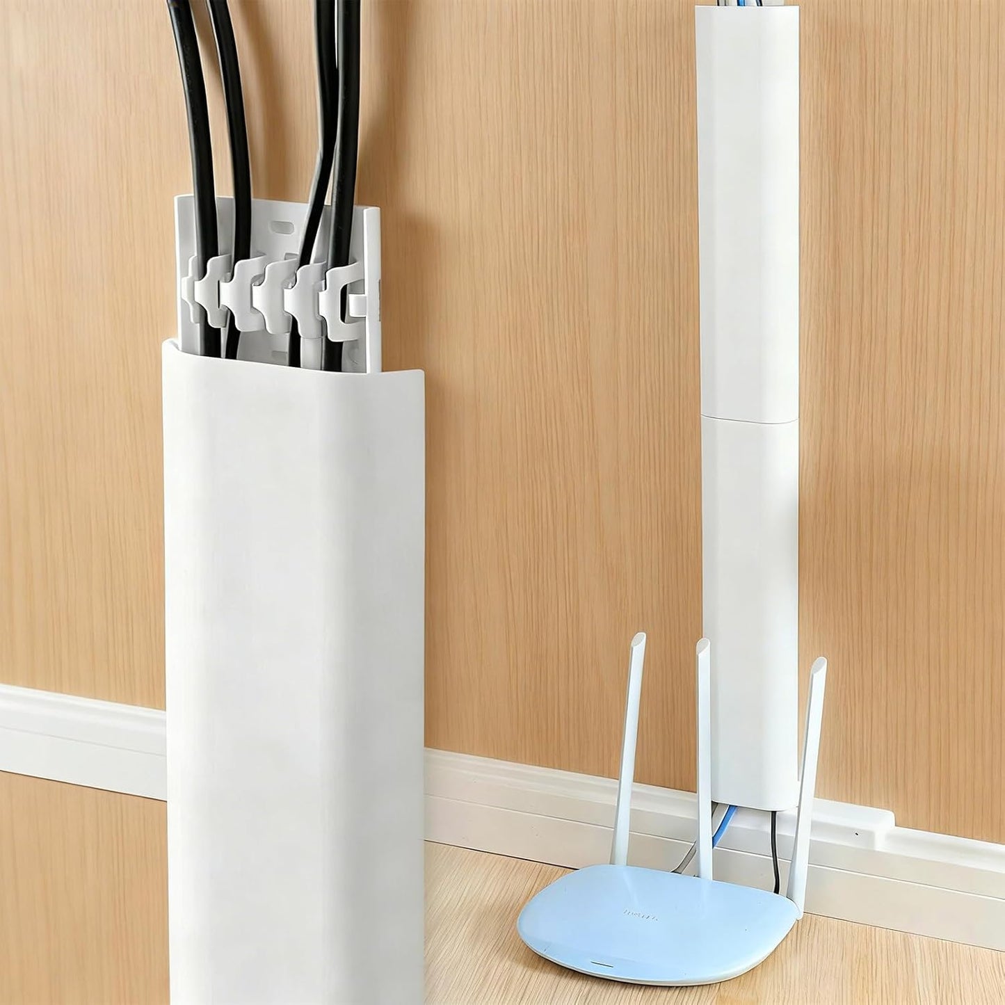 Cable Management Raceway Self Adhesive 30CM, Wall Cord Clip Concealer Channel, Wire Cover Hider for Home Office Desk TV PC(White, 2 Pack)