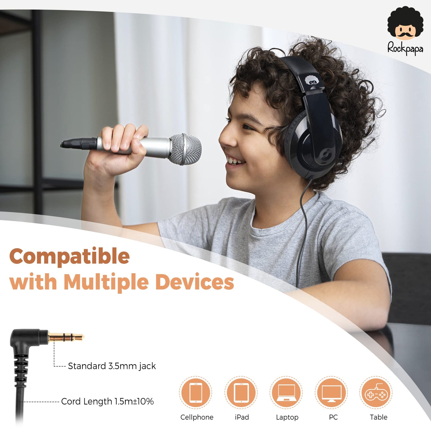 rockpapa Comfort Kids Headphones for School, Lightweight Childrens Boys Girls Teens Over-Ear Headphones Wired 3.5mm for CD DVD Player Tablet Phone…