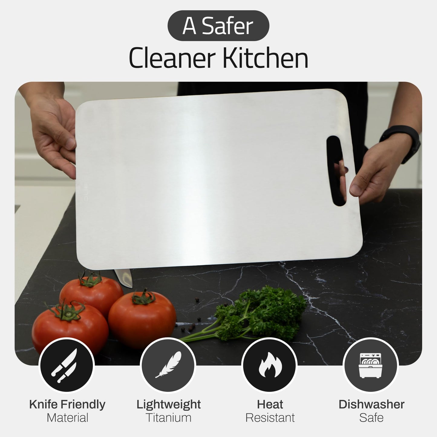 Tivano Original Tivano TitaniumShield Cutting Board 12"x8" Metal Pro | Ultra Durable, Dishwasher Safe, Heat Resistant, Odor & Stain Free, Knife…