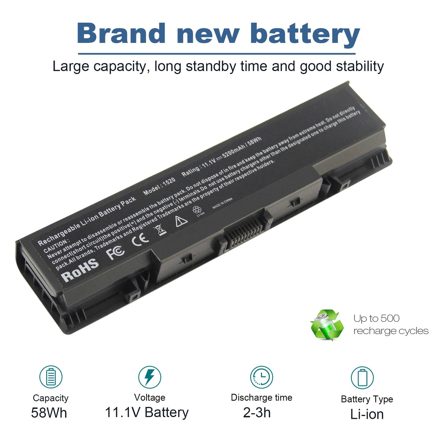 Laptop Battery for Dell Inspiron 1521 1520 1721 pp22l pp22x ; Dell Vostro 1500 1700, fits P/N W280 0UW280 NR239 312-0589 451-10477 FK890 GK476 GK479
