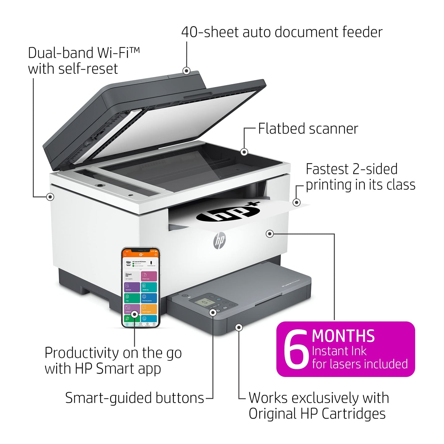 HP LaserJet MFP M234sdwe Wireless Monochrome All-in-One Printer with built-in Ethernet & fast 2-sided printing, HP+ and bonus 6 months Instant Ink