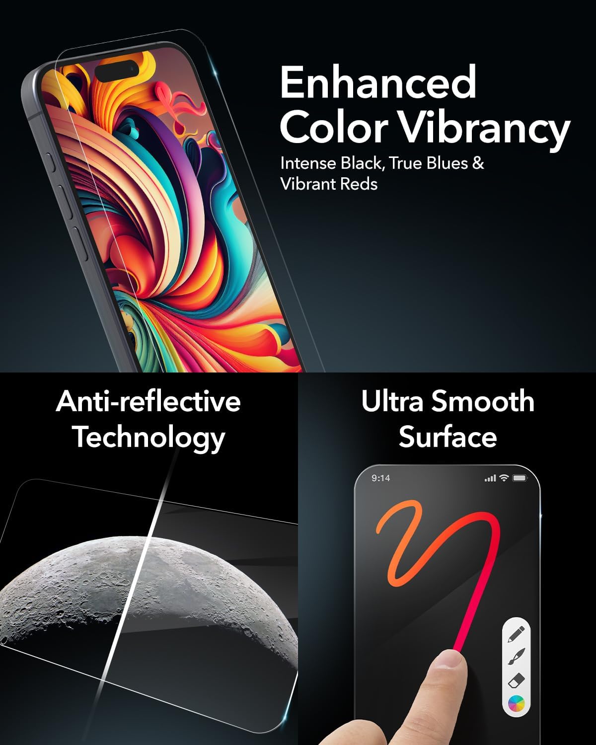 ZAGG InvisibleShield Glass XTR3 iPhone 16/15 Screen Protector - Blue-Light Filtration, 10X Stronger, Scratch & Smudge-Resistant Surface, Edge-to-Edge