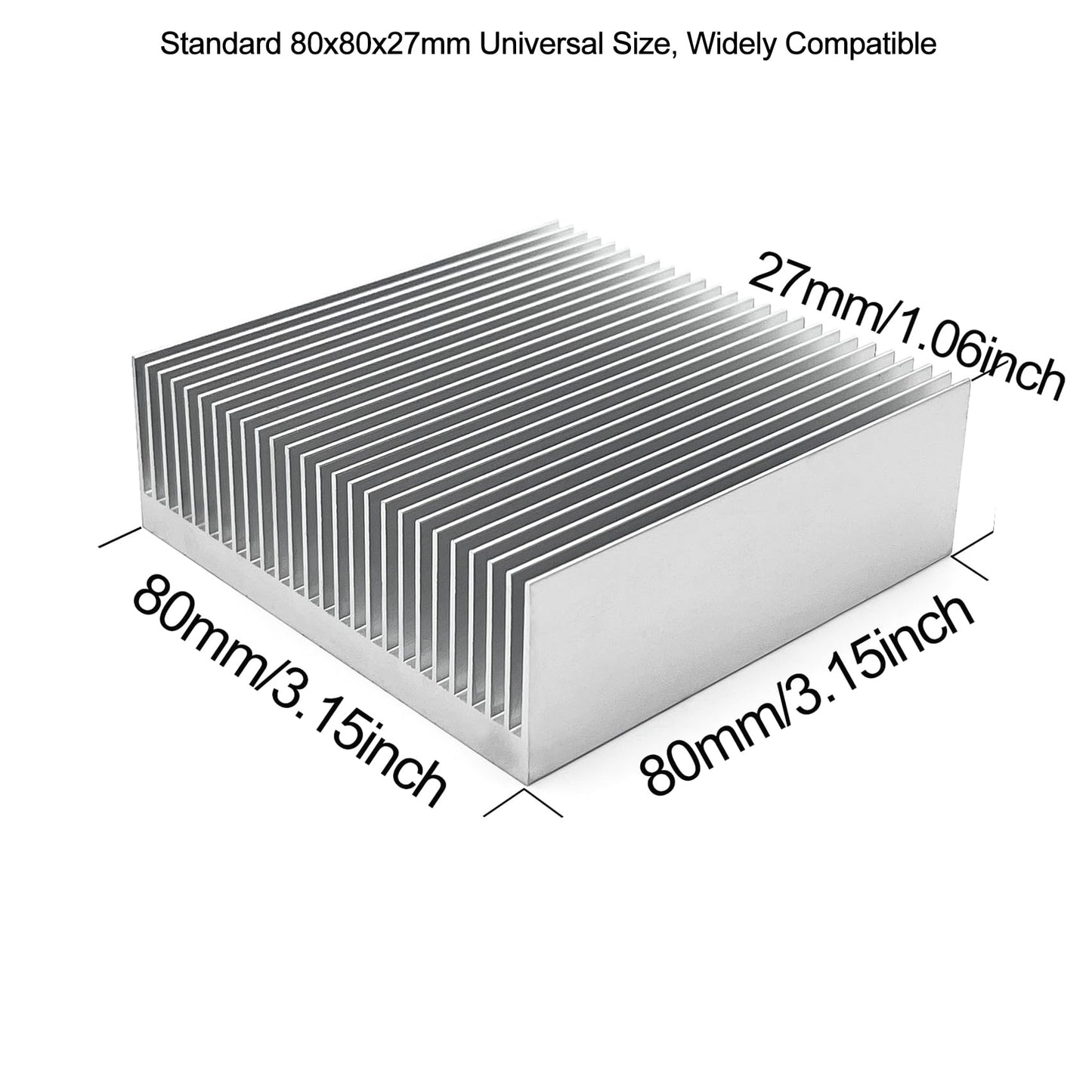 Awxlumv 80mm Aluminum Heat Sink 80x80x27mm /3.15"x3.15"x1.06" Large Heatsink Sync Circuit Board Cooler 26 Fins for Routers PCHs ICS Amplifiers