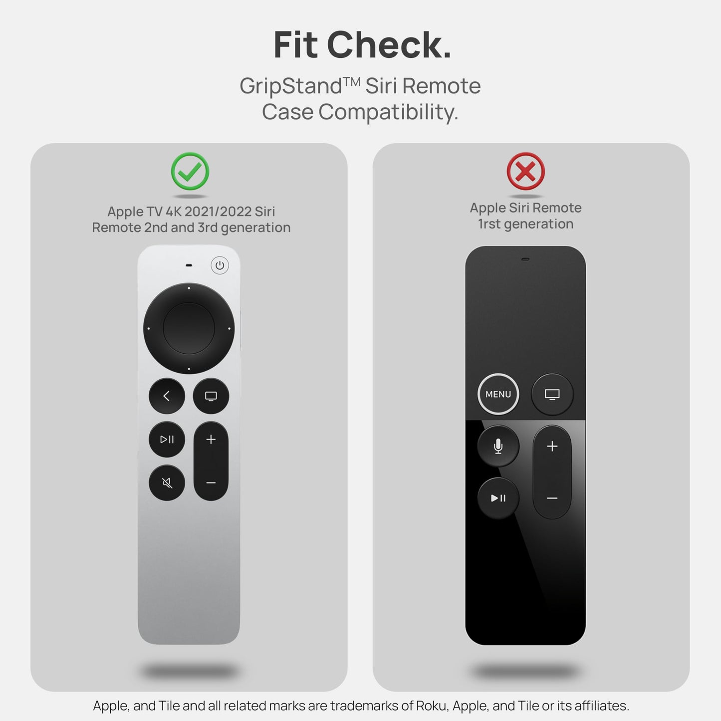 GripStand™ Scratch-Resistant Silicone Remote Cover for Apple TV - Compatible with AirTag, Fits Siri Apple TV 4K/HD (2nd & 3rd Gen), Stand-Up Design
