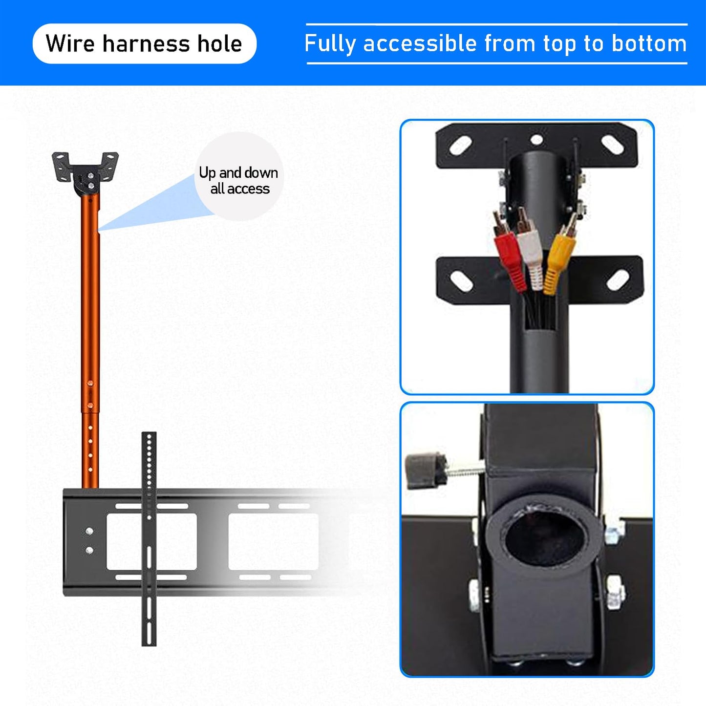 Ceiling tv Mount for 55-86 inch Flat Screen Displays, Height Adjustable,Tilt Ceiling Mount TV Bracket, Hanging tv Mount Holds up to 154lbs, Max VESA