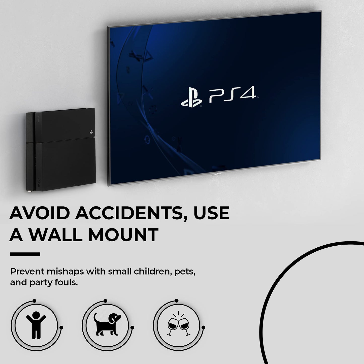 HumanCentric Wall Mount Compatible with Original PS4 Fat Version, Mount on The Wall or on The Back of the TV with a VESA Pattern, Does Not Work