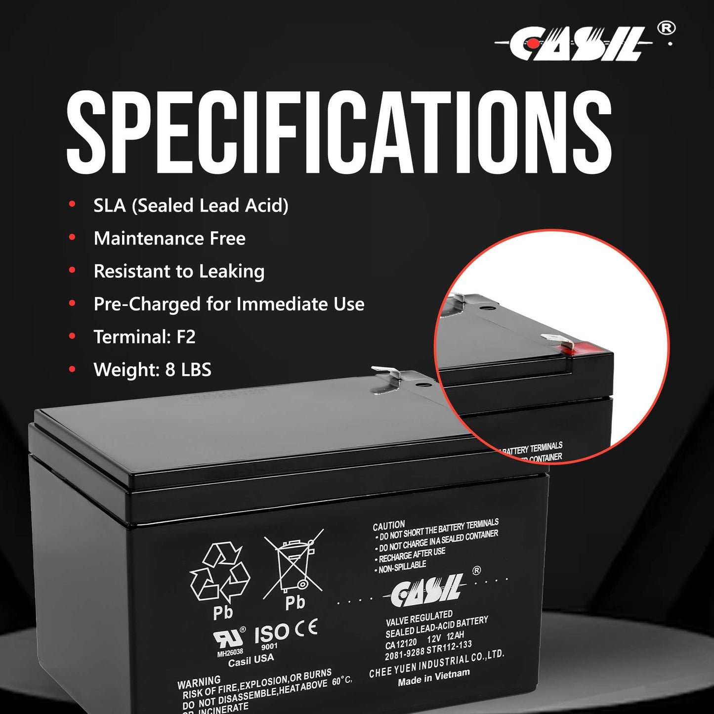 Casil 12V 12Ah SLA AGM Replacement Battery (2 Pack) | Compatible with Go-Go Mobility Elite Traveller SC40E SC44E | Sealed Lead Acid Mobility Scooter…