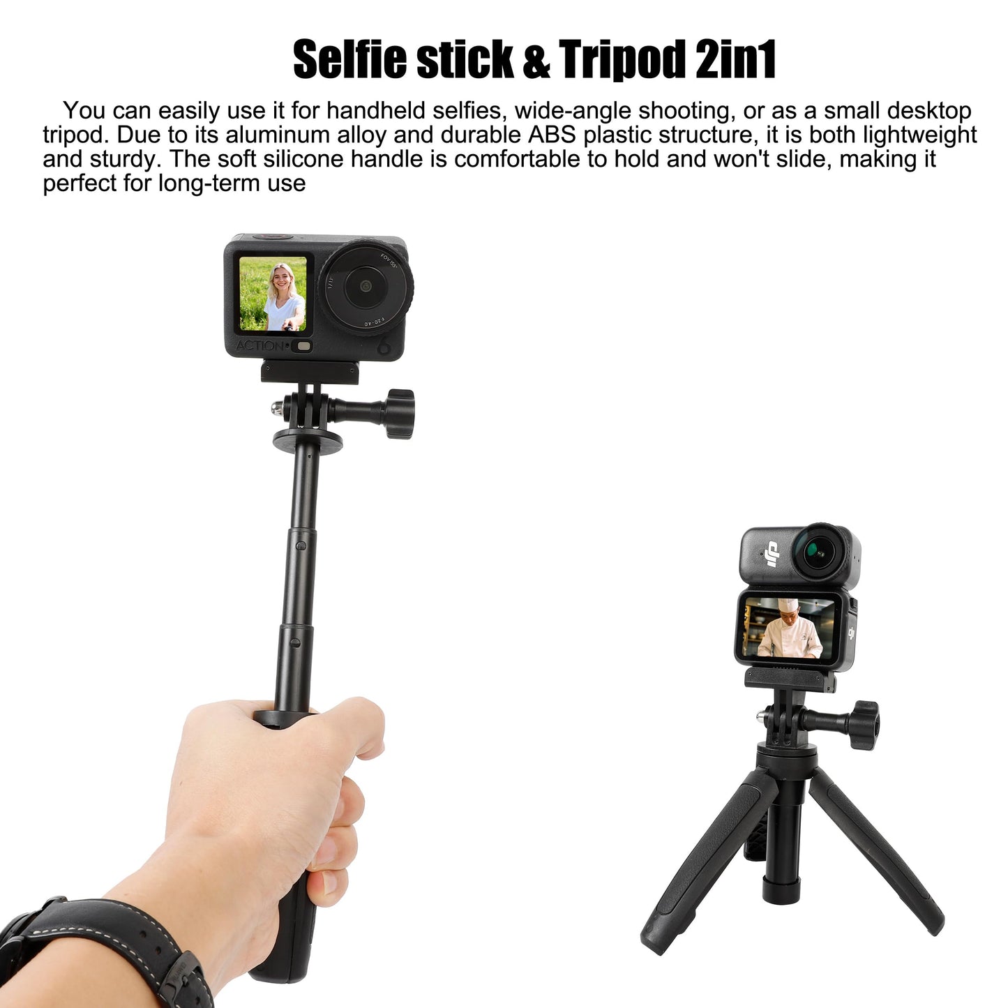 Pellking Quick Release Extension Rod Tripod for DJI Osmo Nano & Action 6 Camera,Mini Selfie Stick Tripod