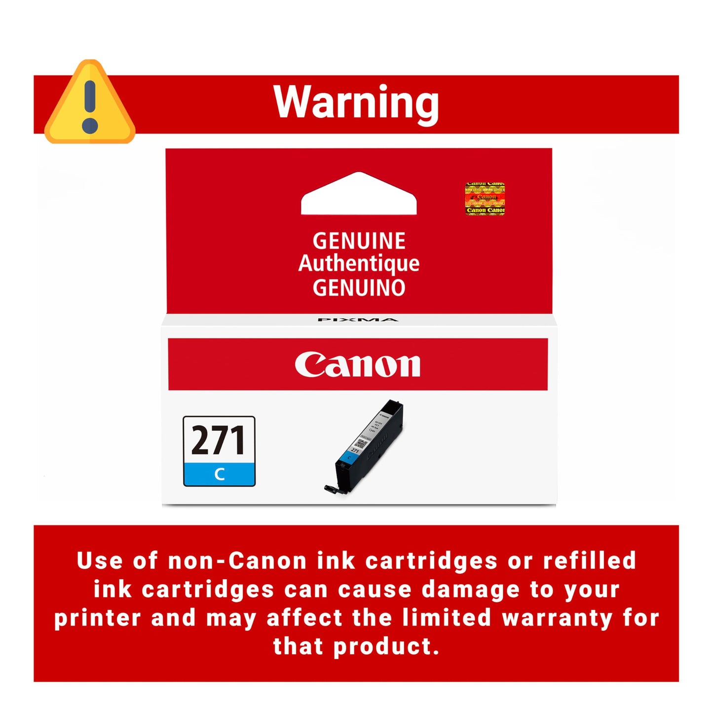 Canon CLI-271 Genuine Cyan Ink Tank, Compatible with MG6820, MG6821, MG6822, MG5720, MG5721, MG5722, MG7720, TS5020, TS6020, TS8020, and TS9020
