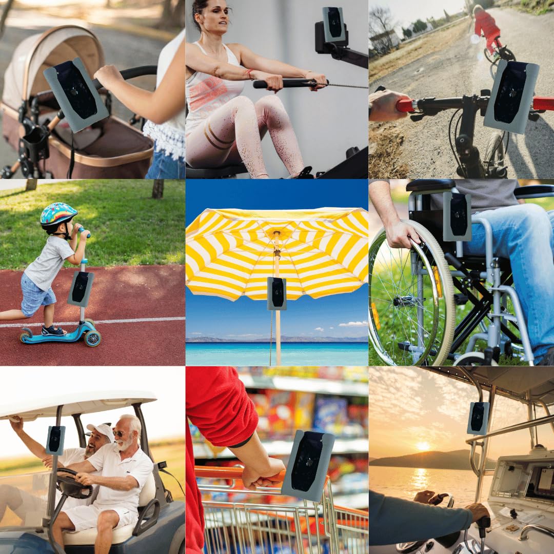 Chatelet Universal Strap-On Phone Holder Mount | Attaches to Boat Rails, Golf Carts, Strollers, Wheelchairs, Bikes, Scooters & Fitness Equipment |