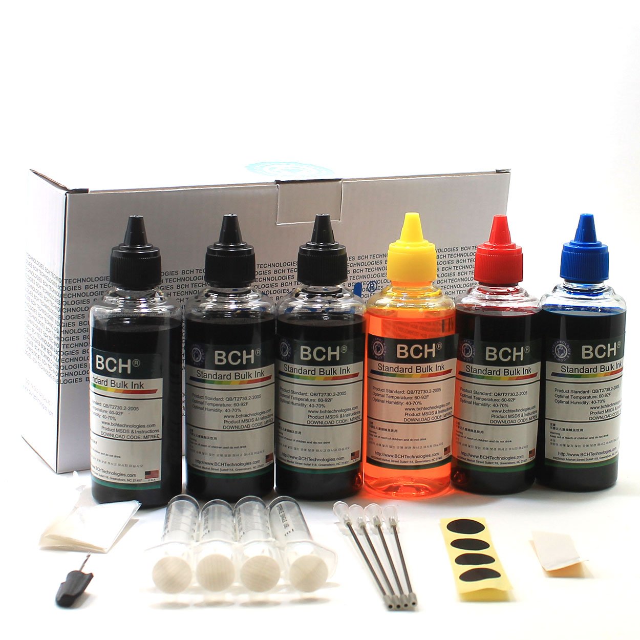 BCH Standard Printer Refill Ink Kit - 600ml Bulk Dye Ink (3X Black, Cyan, Magenta, Yellow) - UV-Resistant, Vivid Colors - Compatible with HP, Epson