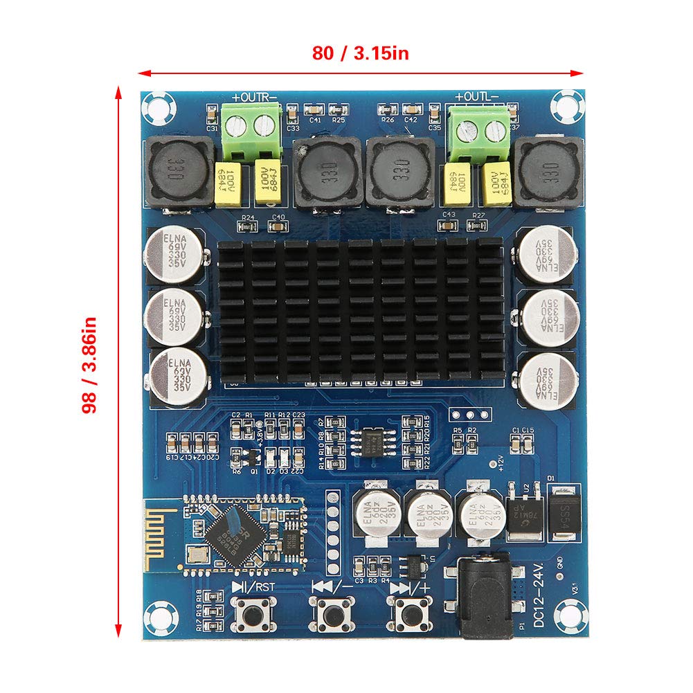 XH-M548 120Wx2 TPA3116D2 Bluetooth Amplifier Board, CSR8635 4.0 Digital Audio Stereo Power Amp Module for DIY Speakers Home Audio, DC 12-24V