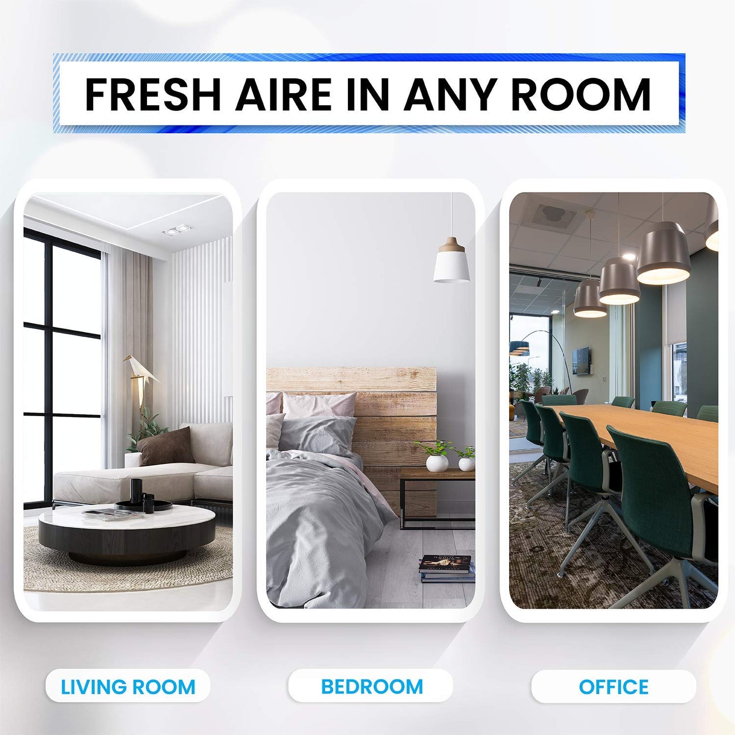 Bluonics Fresh Aire Water Air Washer, Water-Based Air Revitalizer & Room Freshener with 4 Fragrance Bottles, 7-Color LED Night Light and Relaxing