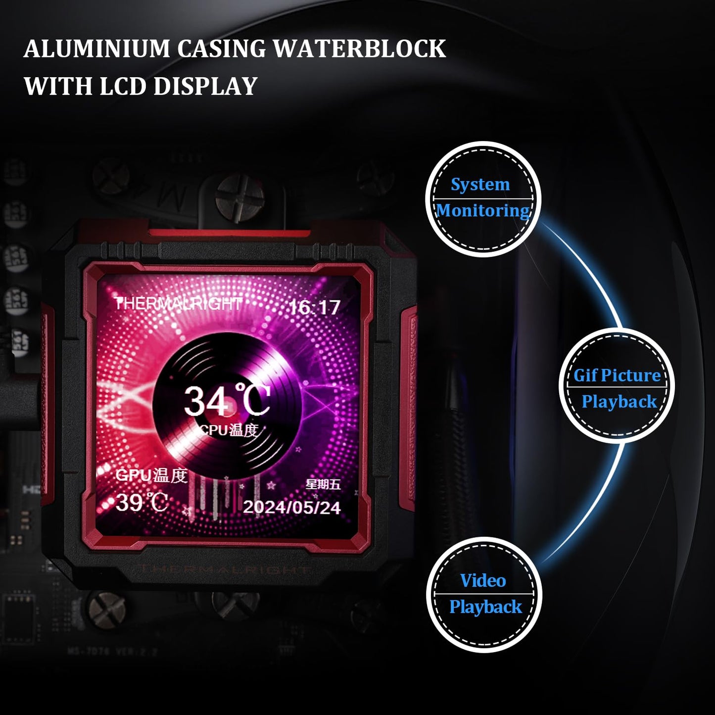 Thermalright FW PRO 360 ARGB RB CPU AIO Cooler,Computer Water Cooler System,IPS LCD Screen with 320x320 Resolution,for AM5,Intel LGA1700/1851,CPU