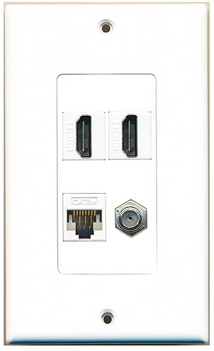 RiteAV - 2 x HDMI and 1 x Ethernet Cat5e and 1 x Coax Cable TV F Type Port Wa.