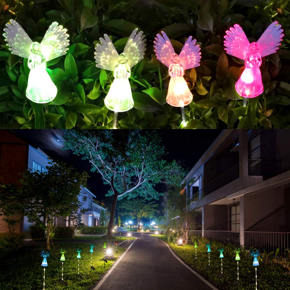 Qualife Solar Angel Lights Outdoor, Garden Gifts for Housewarming Mom Women,Solar Powered Decorative Lights for Garden Yard Patio, Cemetery Grave