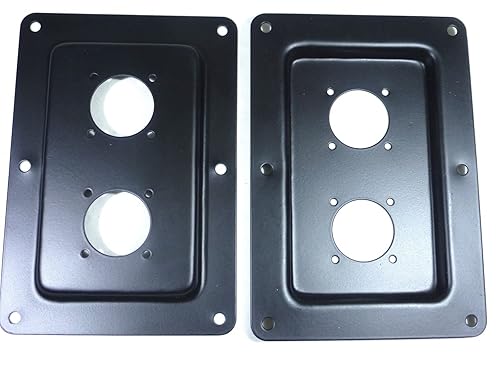 (2) Two Black Metal Speaker Jack Plates for Dual Large SpeakOn NL8MPR, NL4MPR