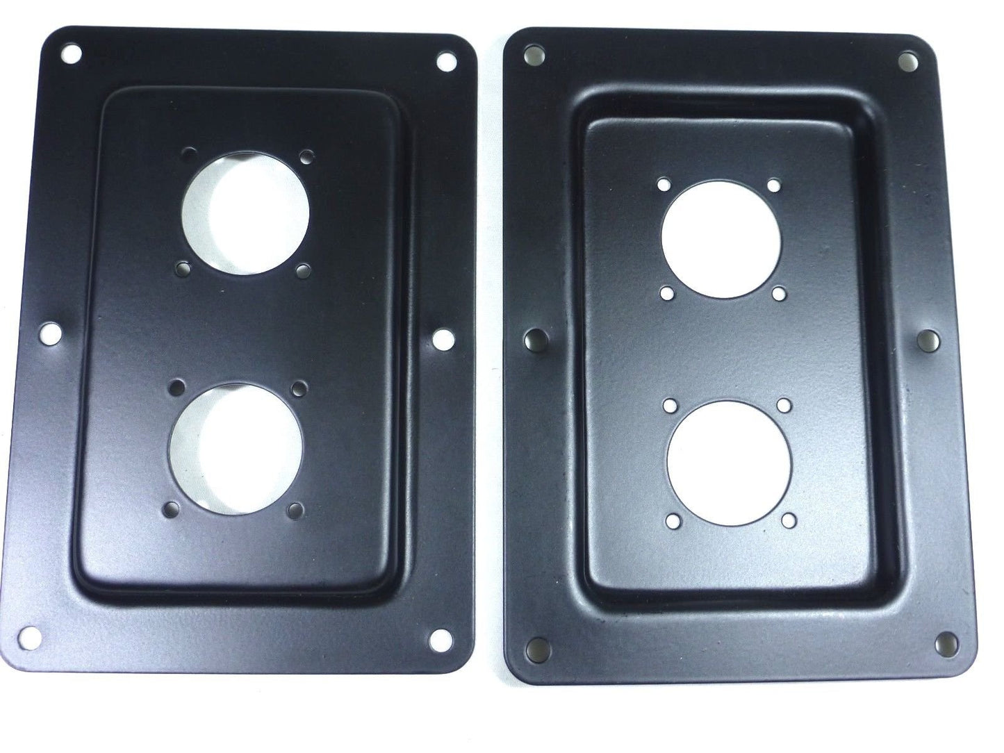 (2) Two Black Metal Speaker Jack Plates for Dual Large SpeakOn NL8MPR, NL4MPR