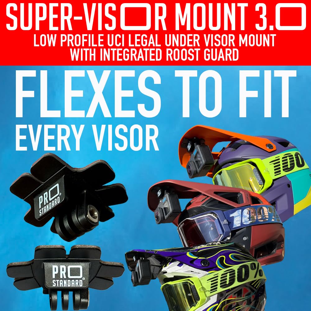 Pro Standard Super-Visor Mount 3.0 - Low Profile Under Visor Camera Mount Compatible with All Action Cameras