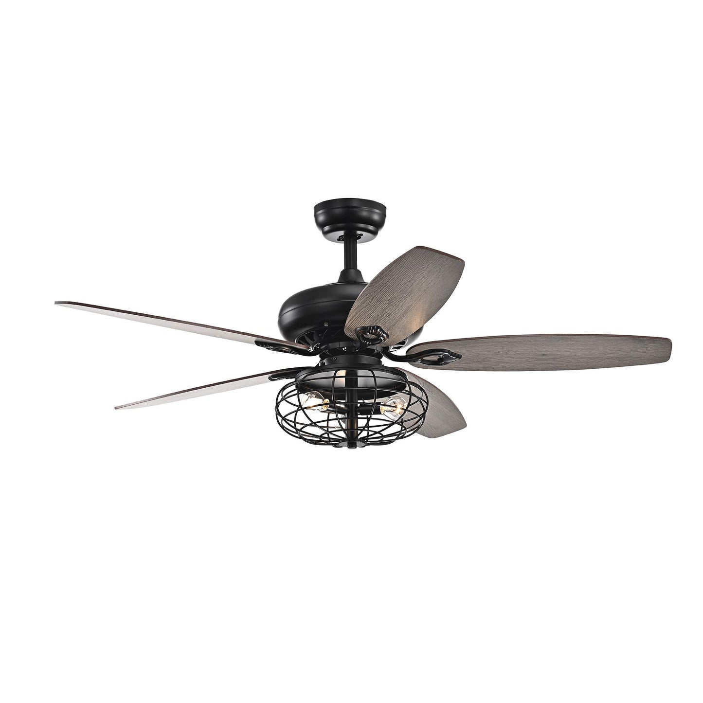 Joye Matte Black 52-Inch 5-Blade Lighted Ceiling Fan with Globe Metal Shade (Optional Chrome Finish)