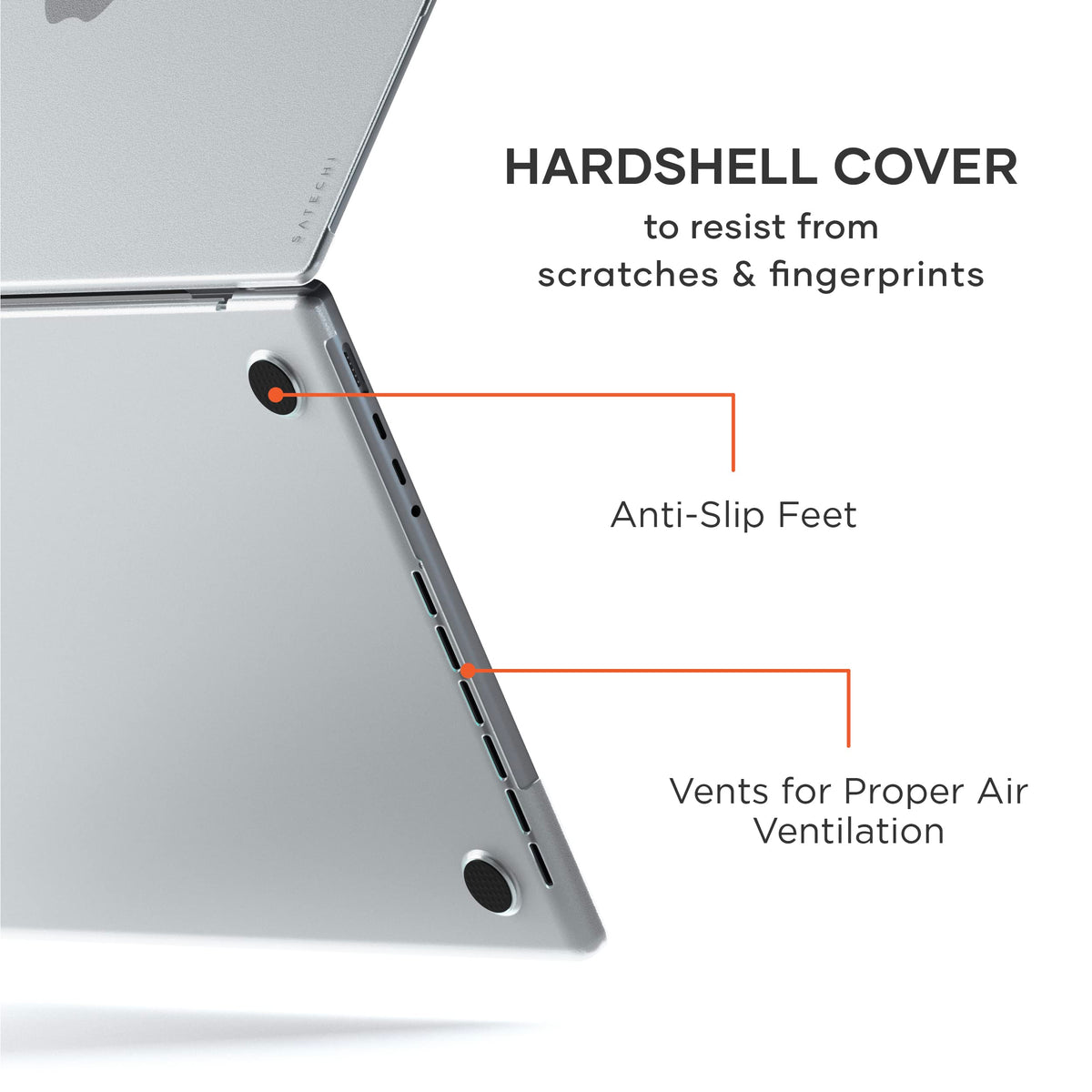 Satechi Eco Hardshell Case for MacBook Pro 14 inch, Hub-Friendly, Clear