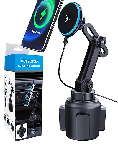 Magnetic Cup Phone Holder Car Wireless Charger for MagSafe, 15W Fast Charging Car Mount Stand for iPhone 16 Pro Max/15/14/13/12, Cupholder Expander