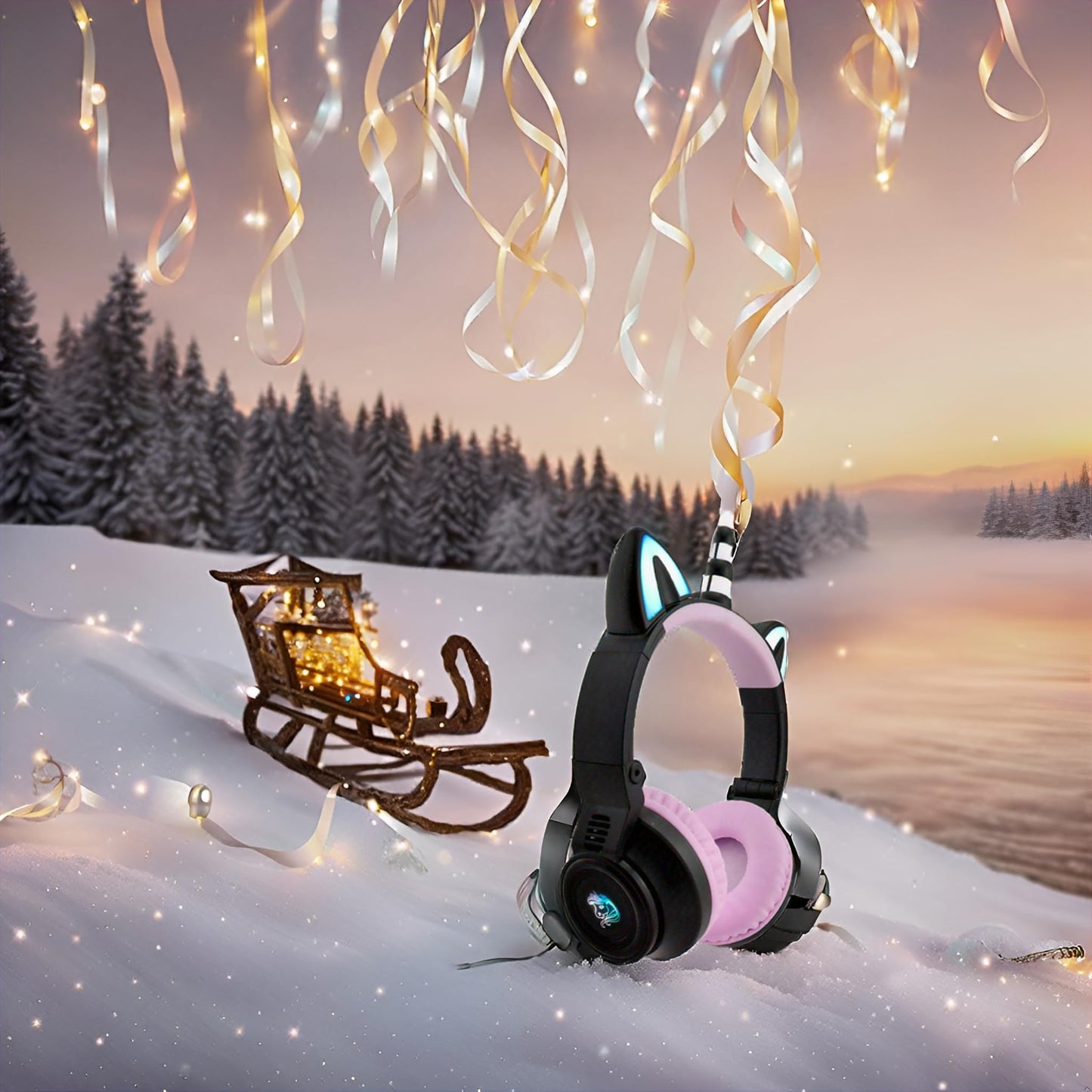 YUSONIC Unicorn Kids Headphones for Girls, Unicorn Bluetooth Headphones Foldable for Girls Toddlers Tablet/pad/Amazon fire,Light Up Kids Wireless…