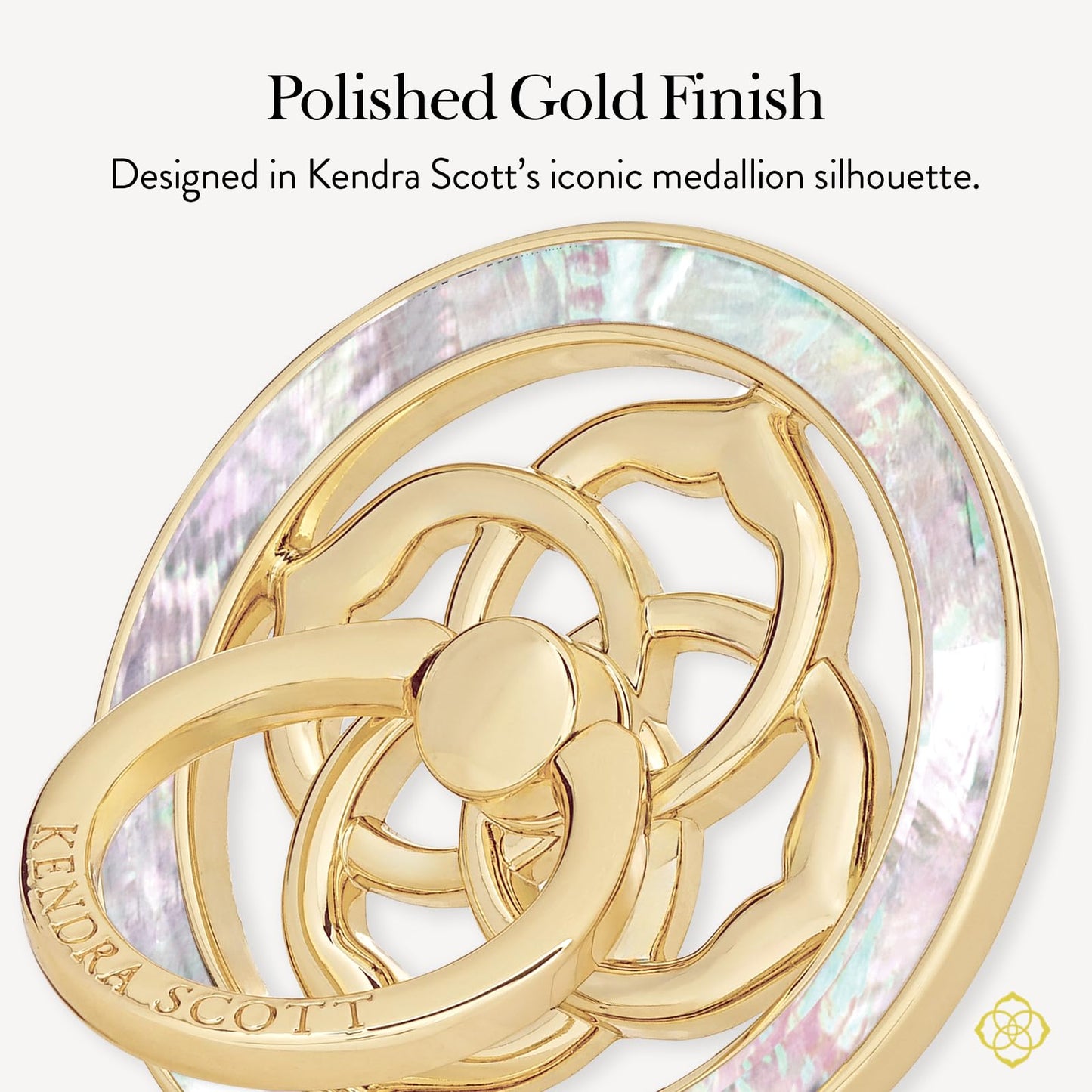 Kendra Scott Magnetic Phone Ring Grip with Stand - Removable and Collapsible - Mother of Pearl Medallion
