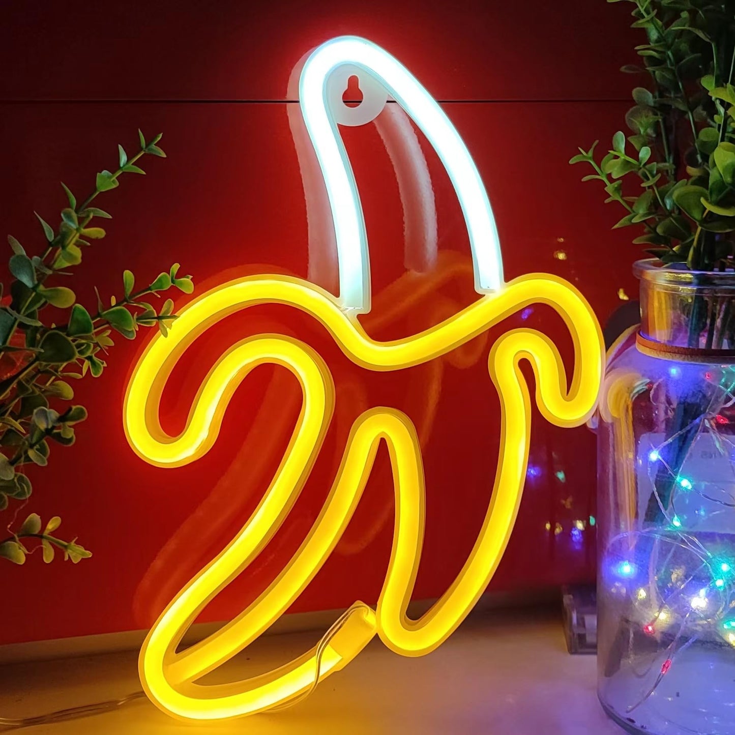 JYWJ Neon Light,USB or 3-AA Battery Powered Neon Signs,LED Desktop Wall Decoration,Various Parties,Decoration Of Business Premises(Banana)