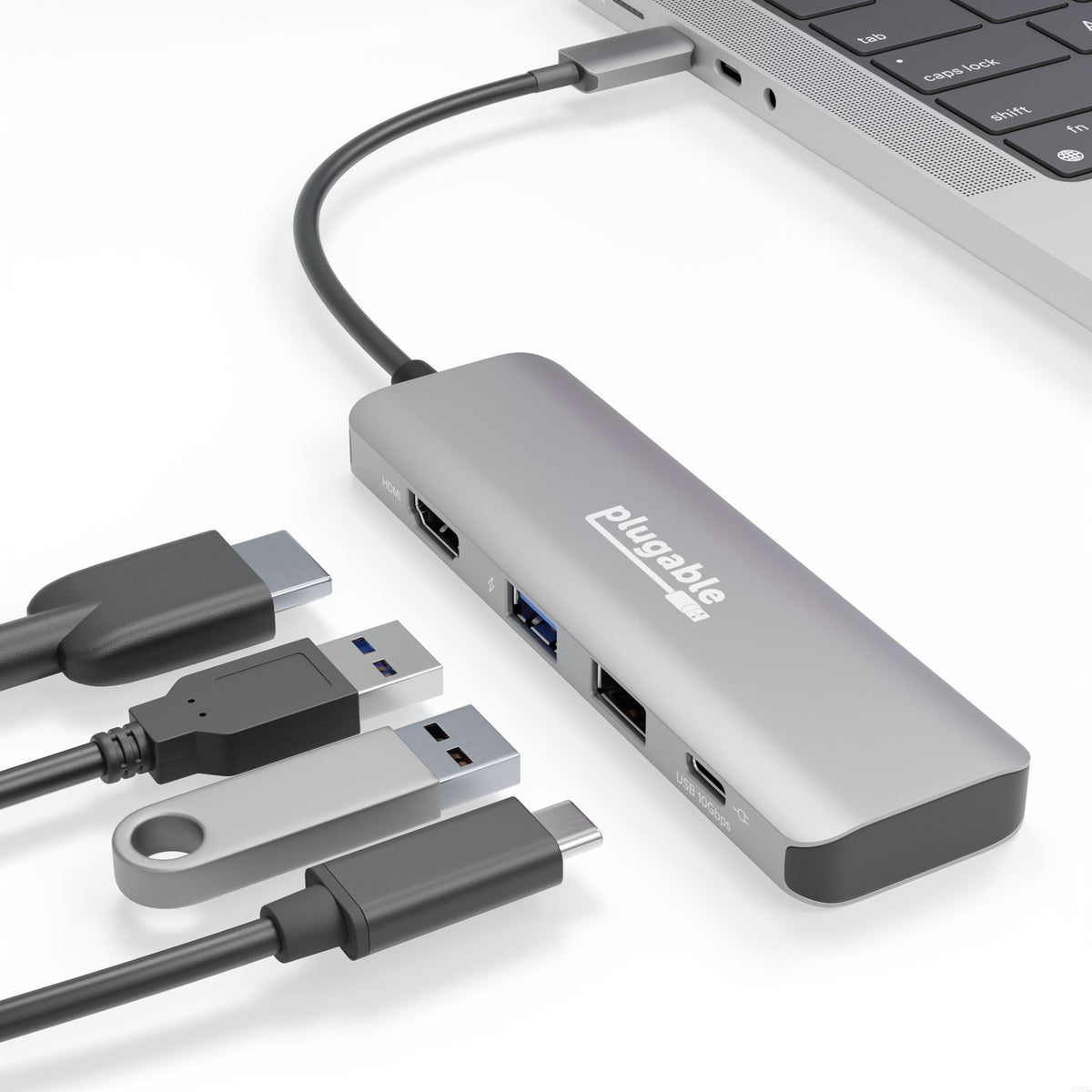 Plugable USB C Hub Multiport Adapter, 4 in 1