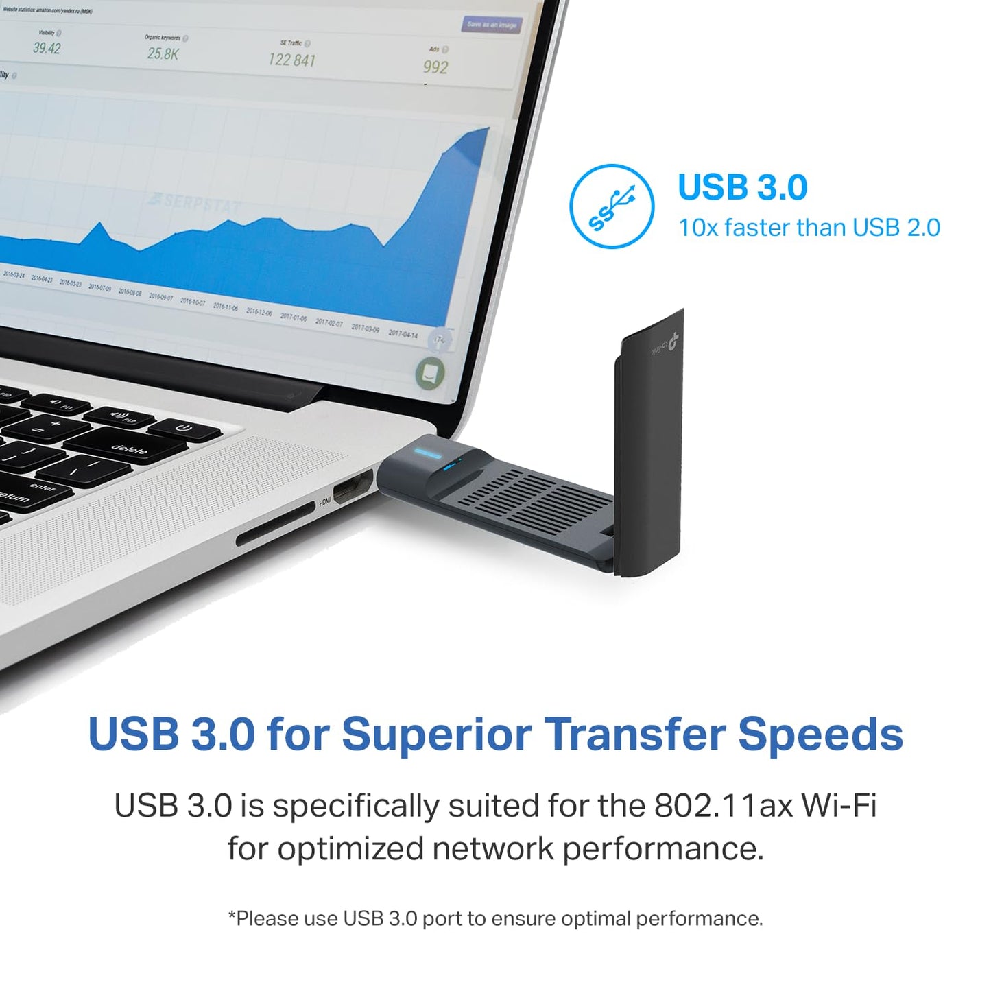 TP-Link WiFi 6E USB Adapter for Desktop PC - (Archer TXE50UH) AXE3000 Tri-Band Wireless Network Adapter, Ultra-Low Latency, MU-MIMO, OFDMA, Refined