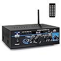 Pyle Home Audio Power Amplifier System - 2X40W Bluetooth Mini Dual Channel Mixer Sound Stereo Receiver Box w/ AUX, Mic Input - For Amplified Speakers