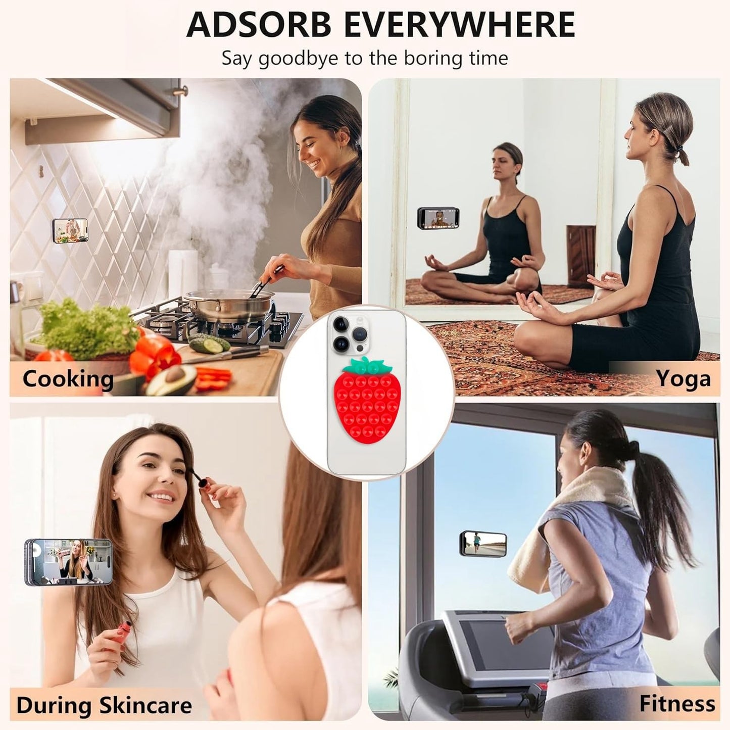 CIEO Silicone Phone Grip, Strong Suction, Fruit Shaped Phone Holder,Suitable for Selfies and Videos on Mirrors, bathrooms and Smooth Surfaces