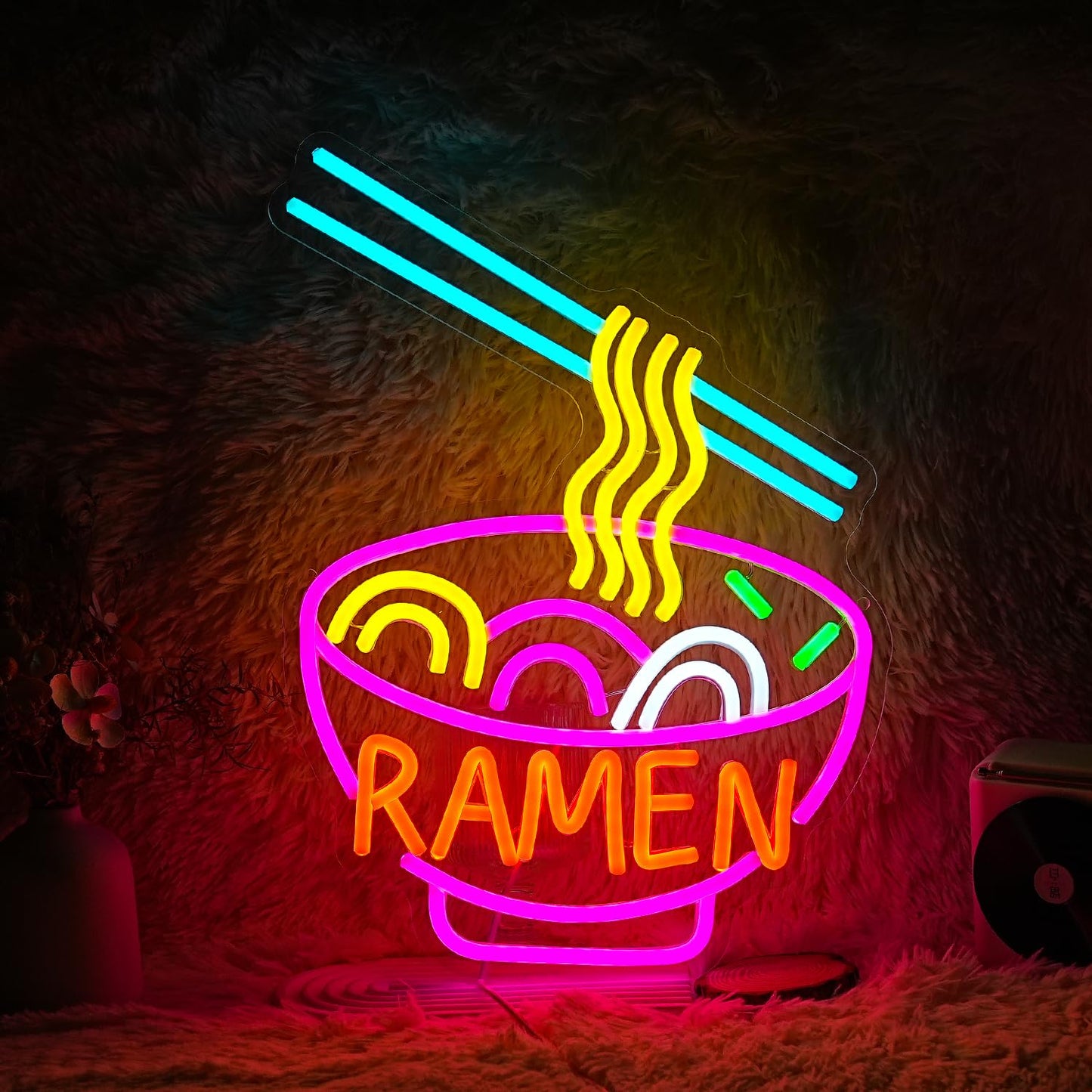 LIUOZHTEA Ramen Neon Sign Dimmable LED Ramen Neon Light for Wall Decor Delicious Noodle Light Up Sign for Ramen Shop Resturant Dinning Room Kitchen