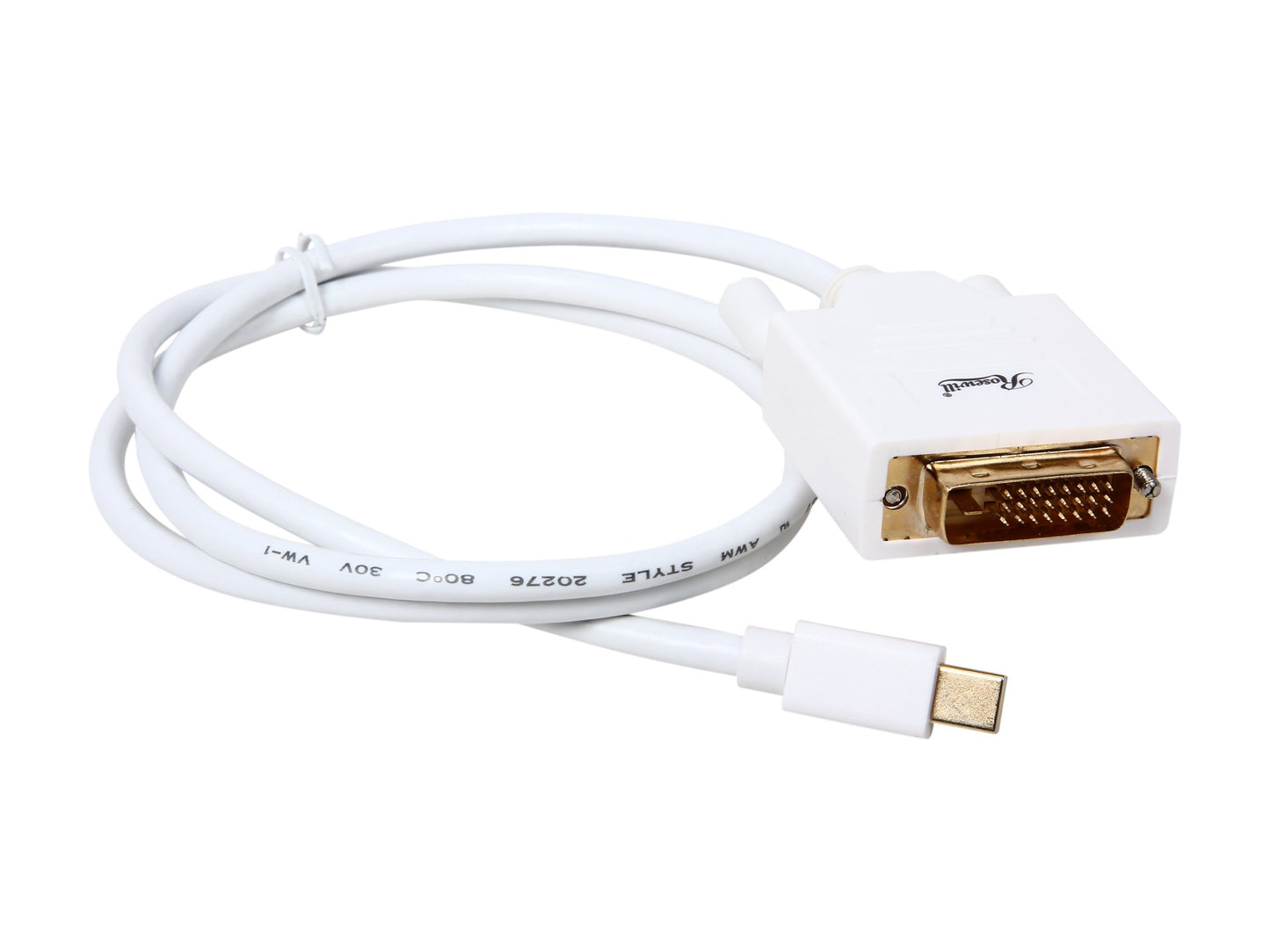 Mini DisplayPort to DVI Cable, White, 3 Feet Mini DP to DVI Cable with Gold Plated Connector, Mini DisplayPort Male (Thunderbolt Supported), DVI Male