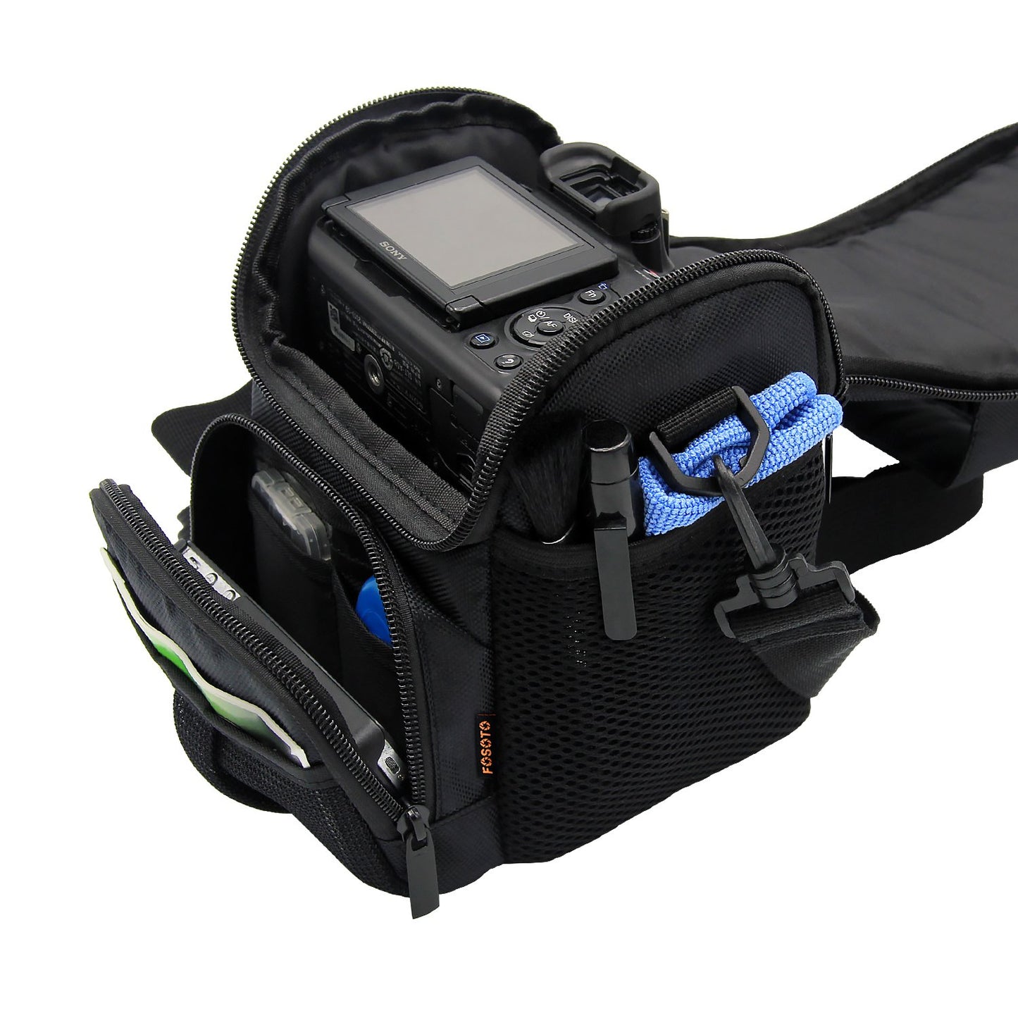 FOSOTO Waterproof (with Rain Cover) Black Camera Case Bag Compatible for Canon EOS M10 M6 M2 Mrak II M50 M100 Rebel T3i T4i T5 SL1, Nikon P600 D3300