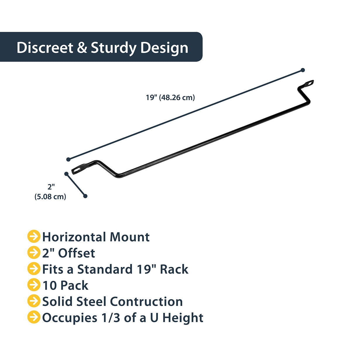 StarTech 10-Pack Lacing Bar with 2in Offset for 19in Rack (CMLB102)