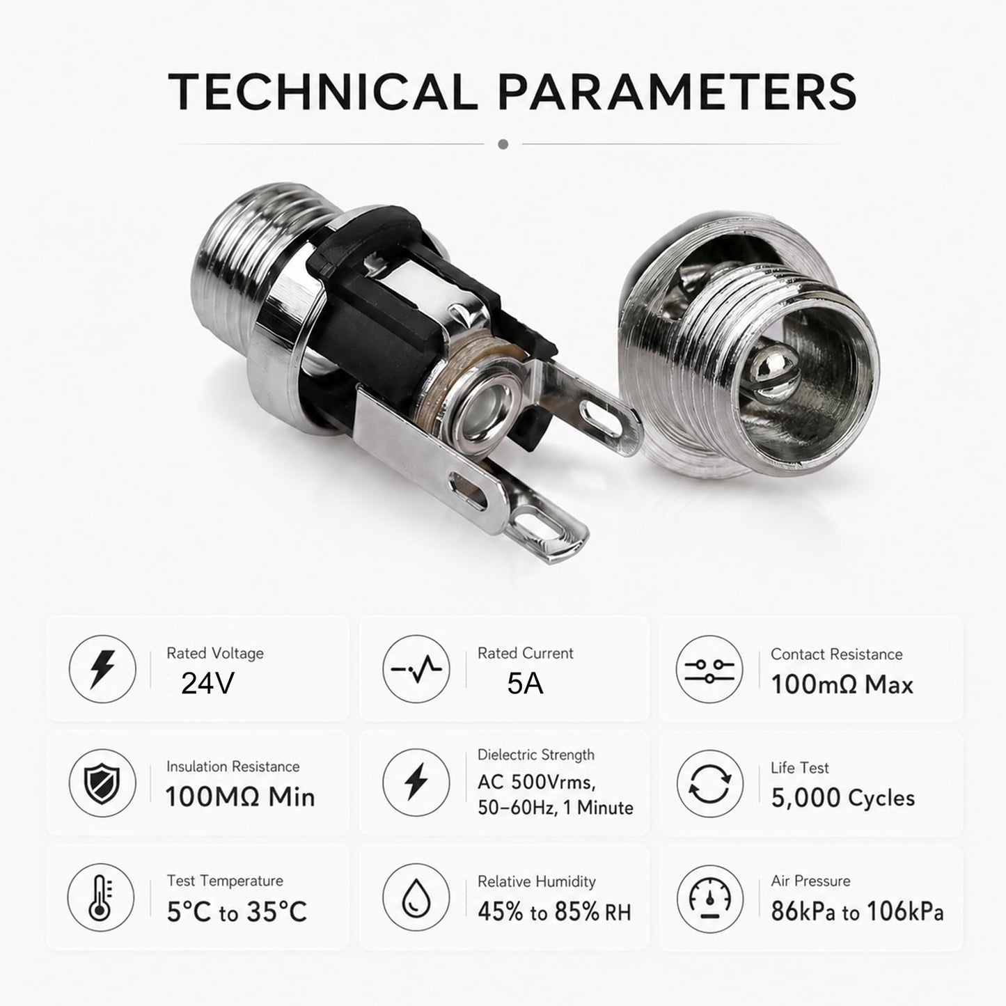 DIYhz 2.5mm DC Power Jack Socket, Panel Mount DC Power Jack Socket Female Panel Mounting Connector 10Pcs