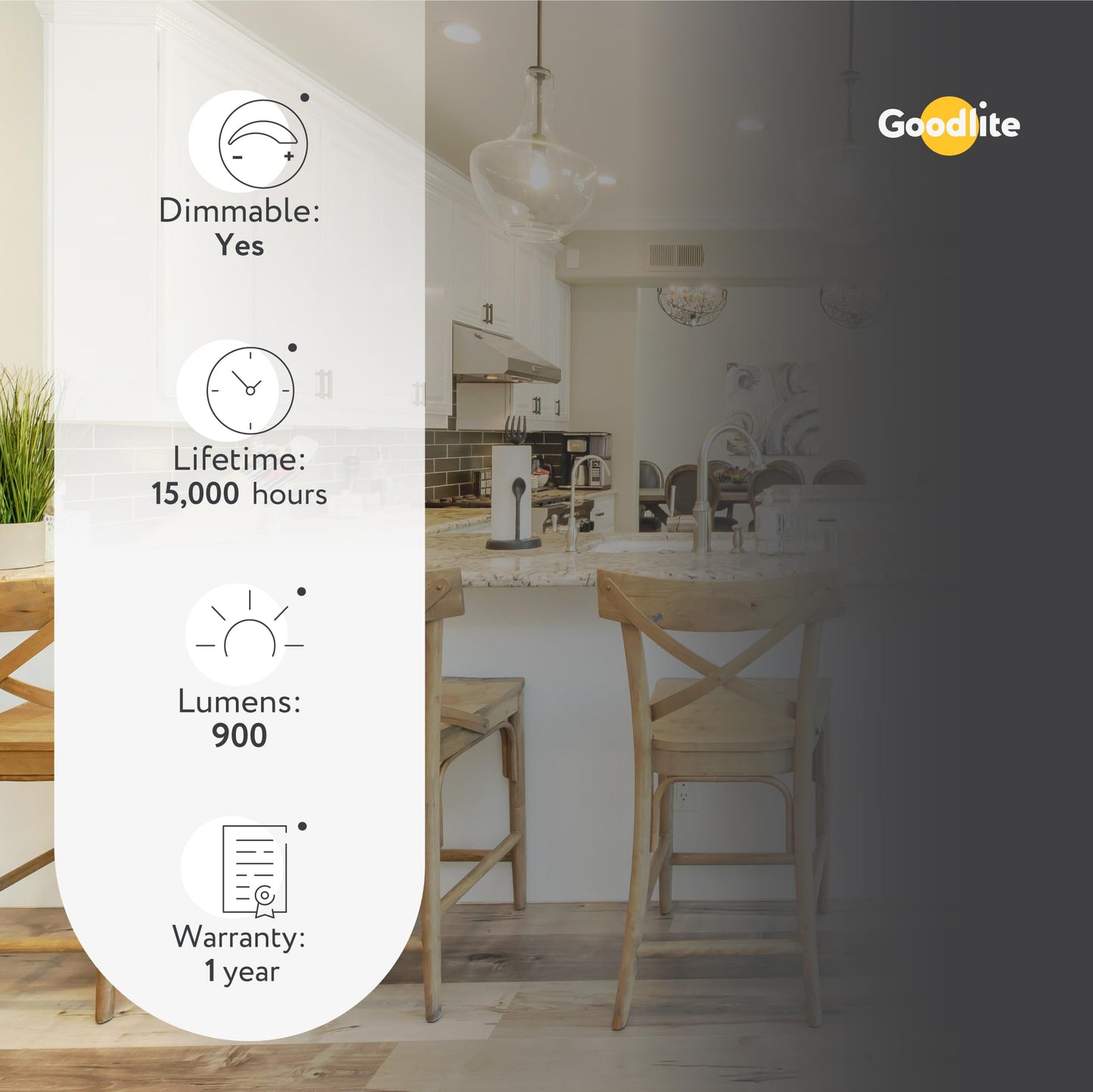 Goodlite A19 Shape 9W GU24 Base Daylight 6500k 60W Equivalent, LED Bulb
