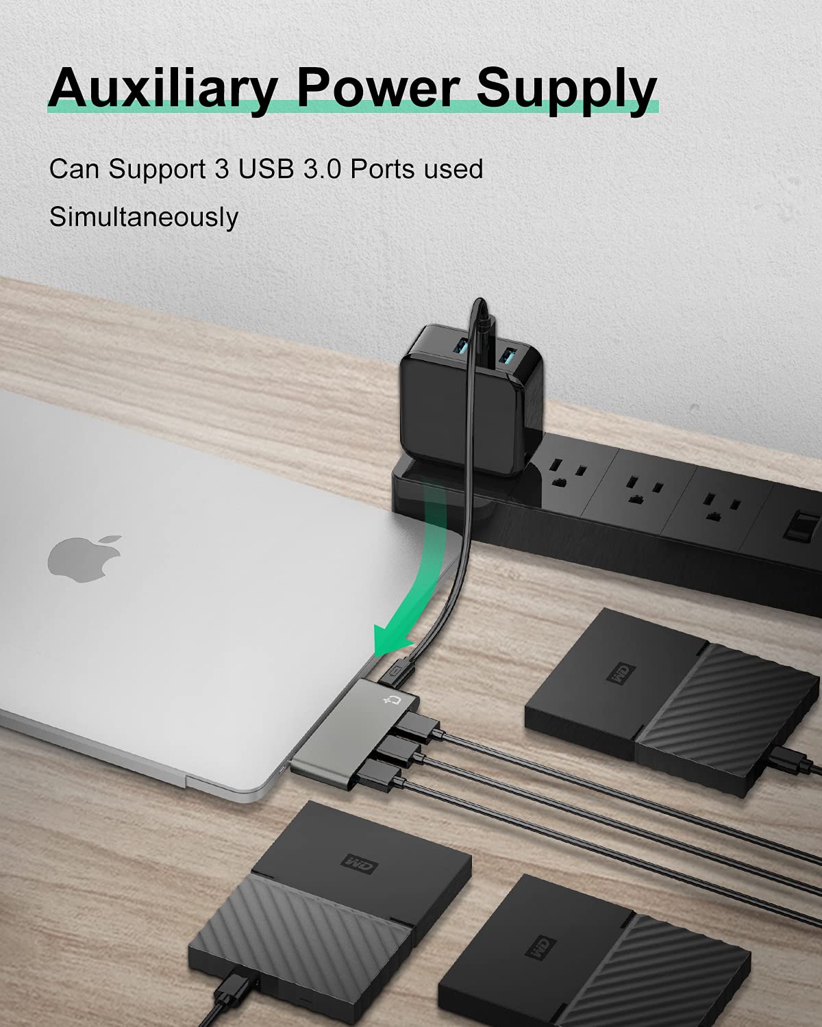DockCase 4-in-1 USB-C Hub with Type C, USB 3.0, USB 2.0 for MacBook Pro, MacBook Air, iPad, iPhone, iPod