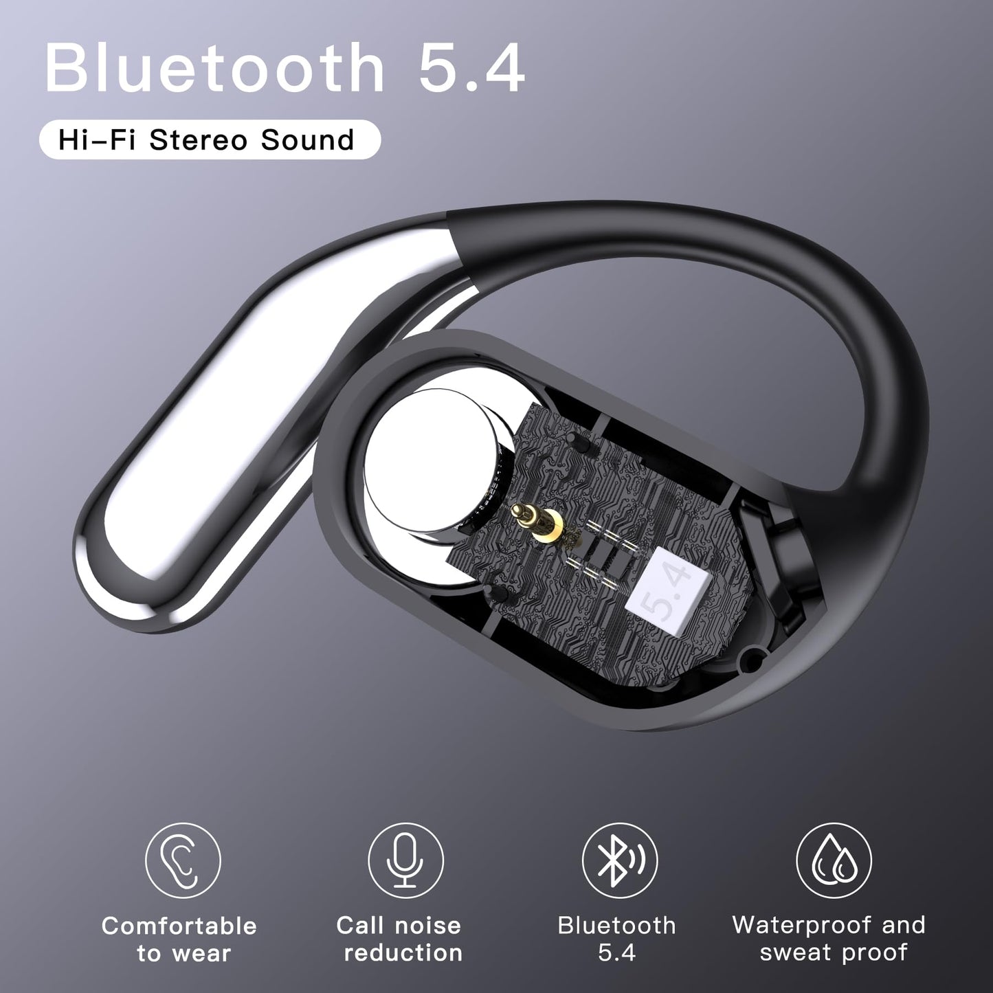Hsility Wireless Earbuds Bluetooth Earbuds Built-in Mic with Ear Hooks 50H Playtime Ear Buds LED Display Charging Case Waterproof Design for Running…