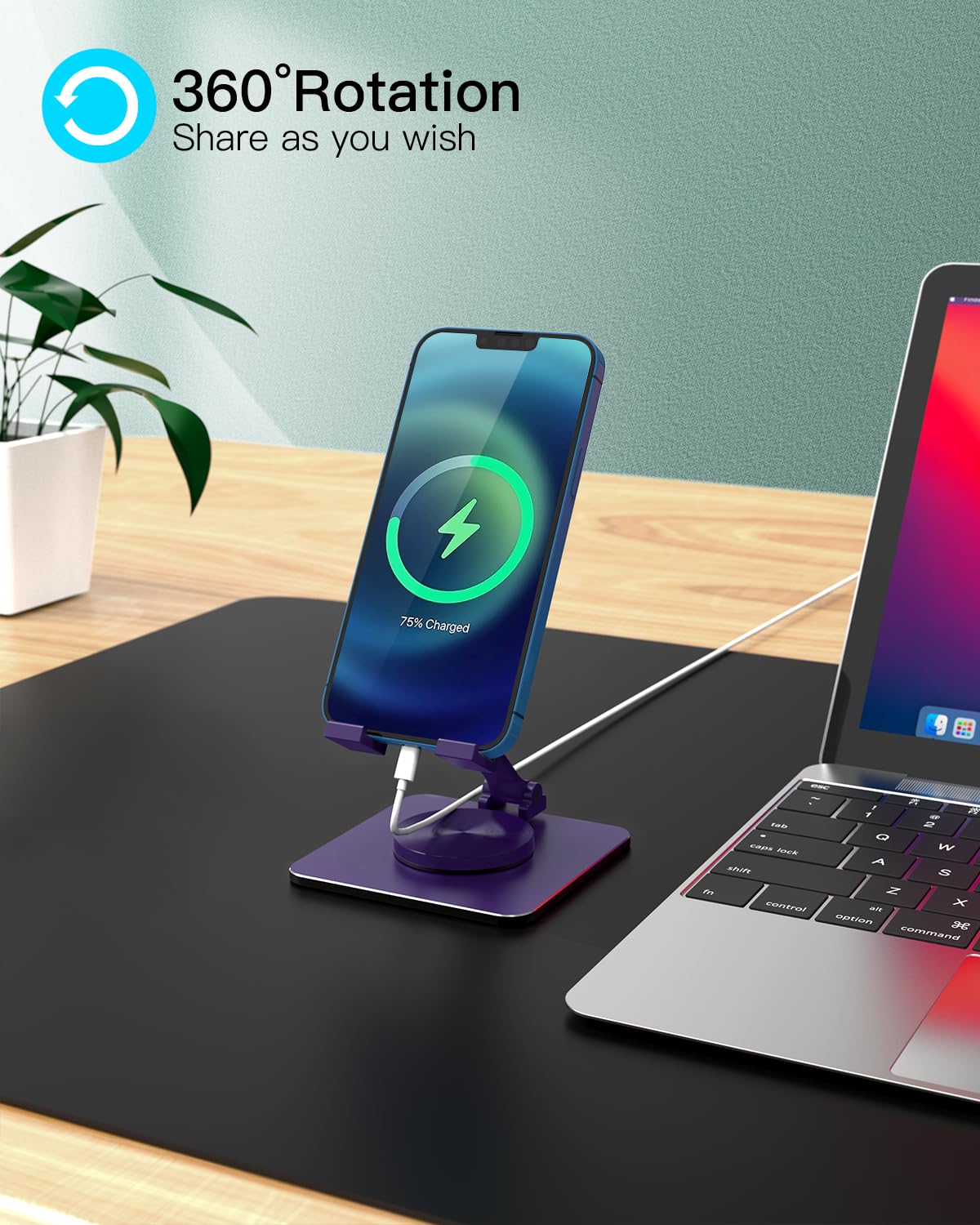 SOJUNER Adjustable Phone & Tablet Stand, Fits 4-9.7in Devices, Purple