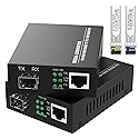 FTTPVIPS A Pair of 1.25G/s Bidi Gigabit Single-Mode Fiber Ethernet Media Converter with 2PCS Bidi SFP LC Transceiver Module Included