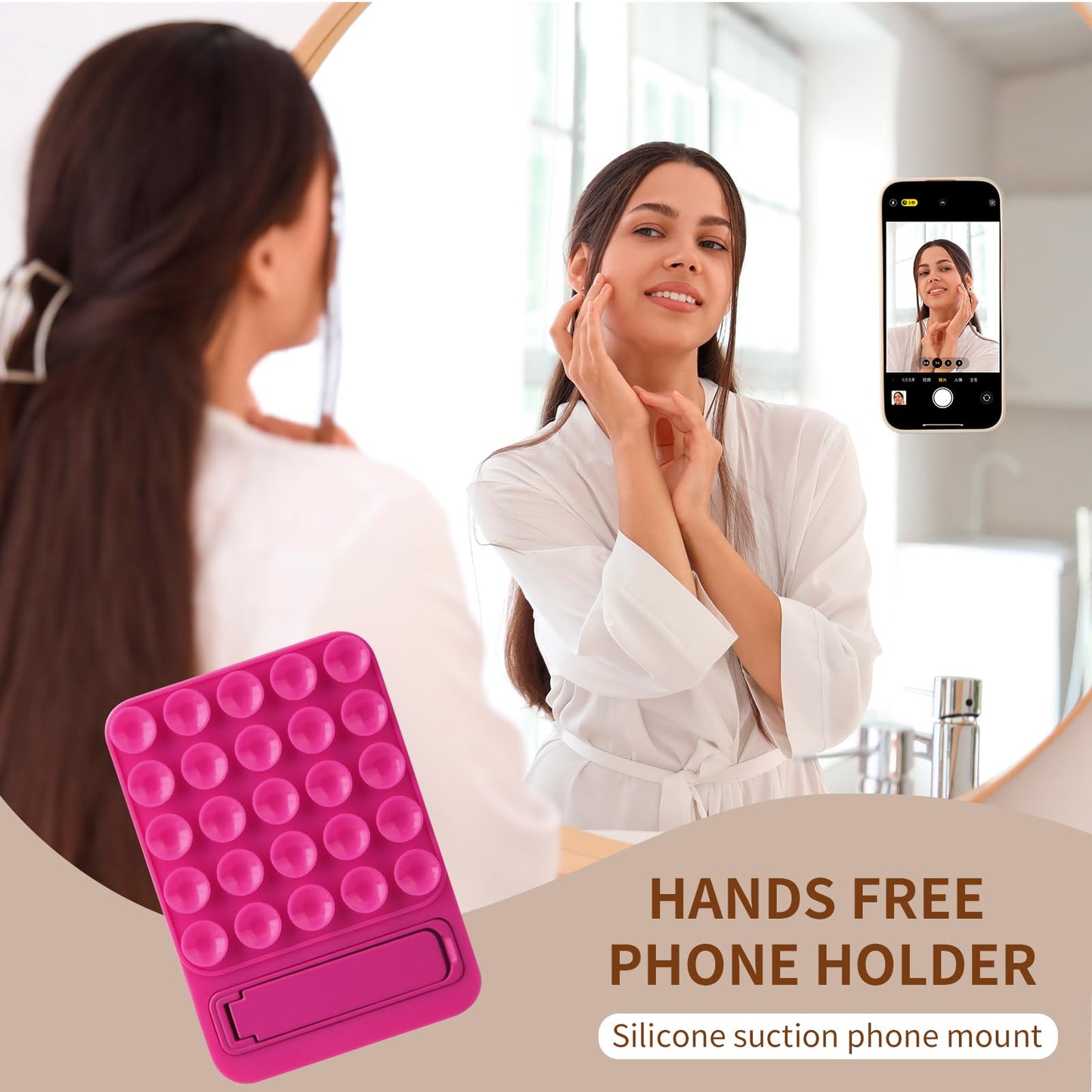 EASTOU Suction Phone Mount for Case, 2 in 1 Silicone Octo Cup Buddy Sticky Grip Holder for iPhone, Hands-Free Selfie/Video for TikTok Influencers,Dark