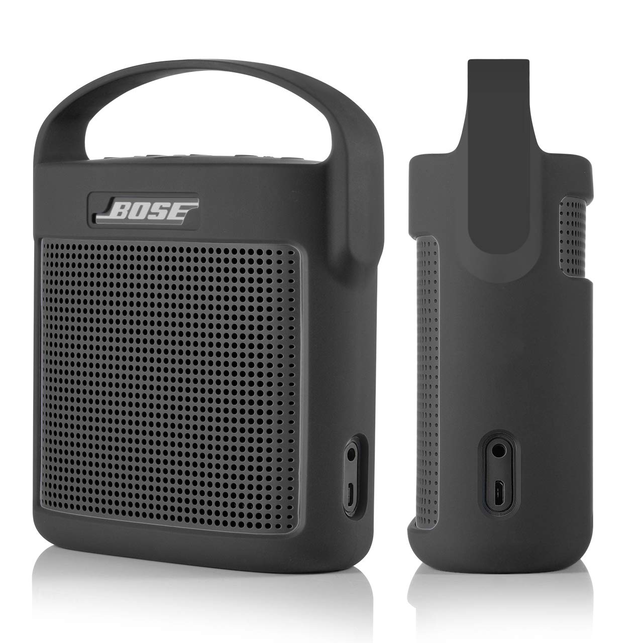 TXEsign Protective Silicone Stand Up Case with Handle Compatible with Bose SoundLink Color Speaker II?Dark Gray