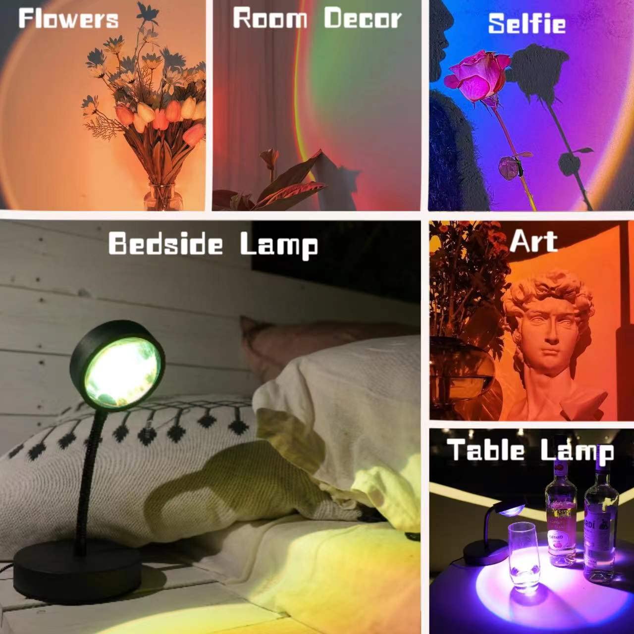 JIMEI Sunset Lamp Projector Led Lights for Bedroom Night Light RGB Lights Sun Sunlight Sunrise Lamp 10w 360° Rotation Mood Lighting Home/Room Decor